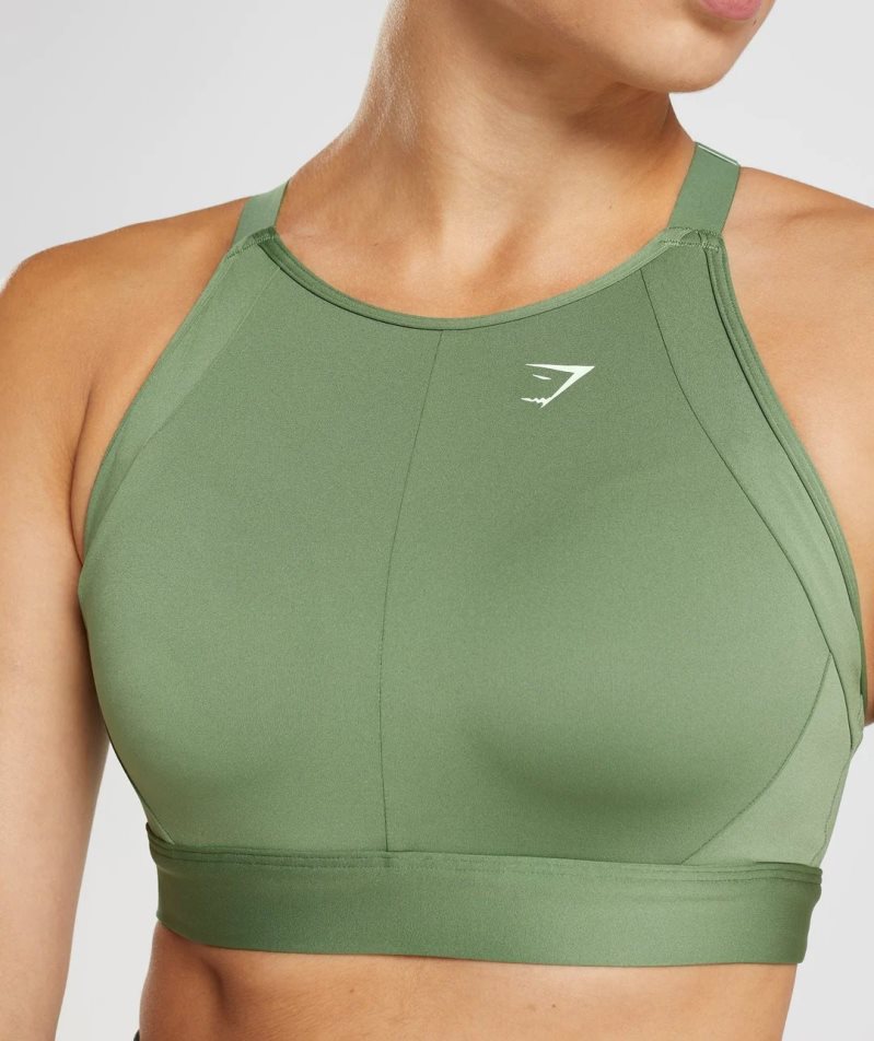 Women's Gymshark High Neck High Support Sports Bra Green | CA 01AN6D